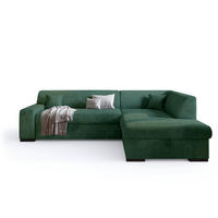 ECKSOFA mit Schlaffunktion Cordstoff MILENZO Dunkelgrün Rechts - Dunkelgrün, Holz (260/175cm) - Bromarkt