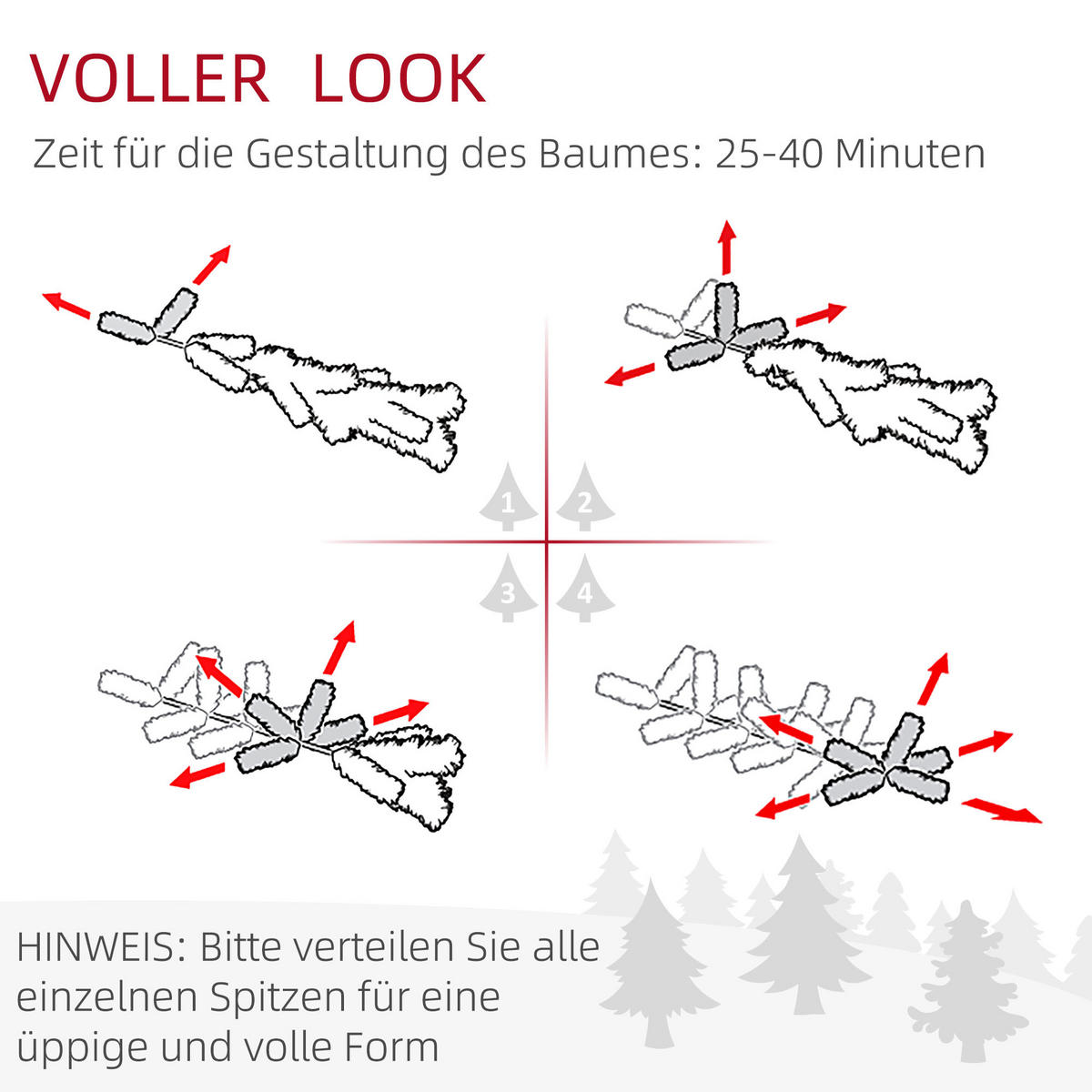 KÜNSTLICHER-WEIHNACHTSBAUM 180 cm Bleistift Kiefernbaum mit Schnee 492 Spitzen - Grün, Kunststoff (180cm) - HOMCOM