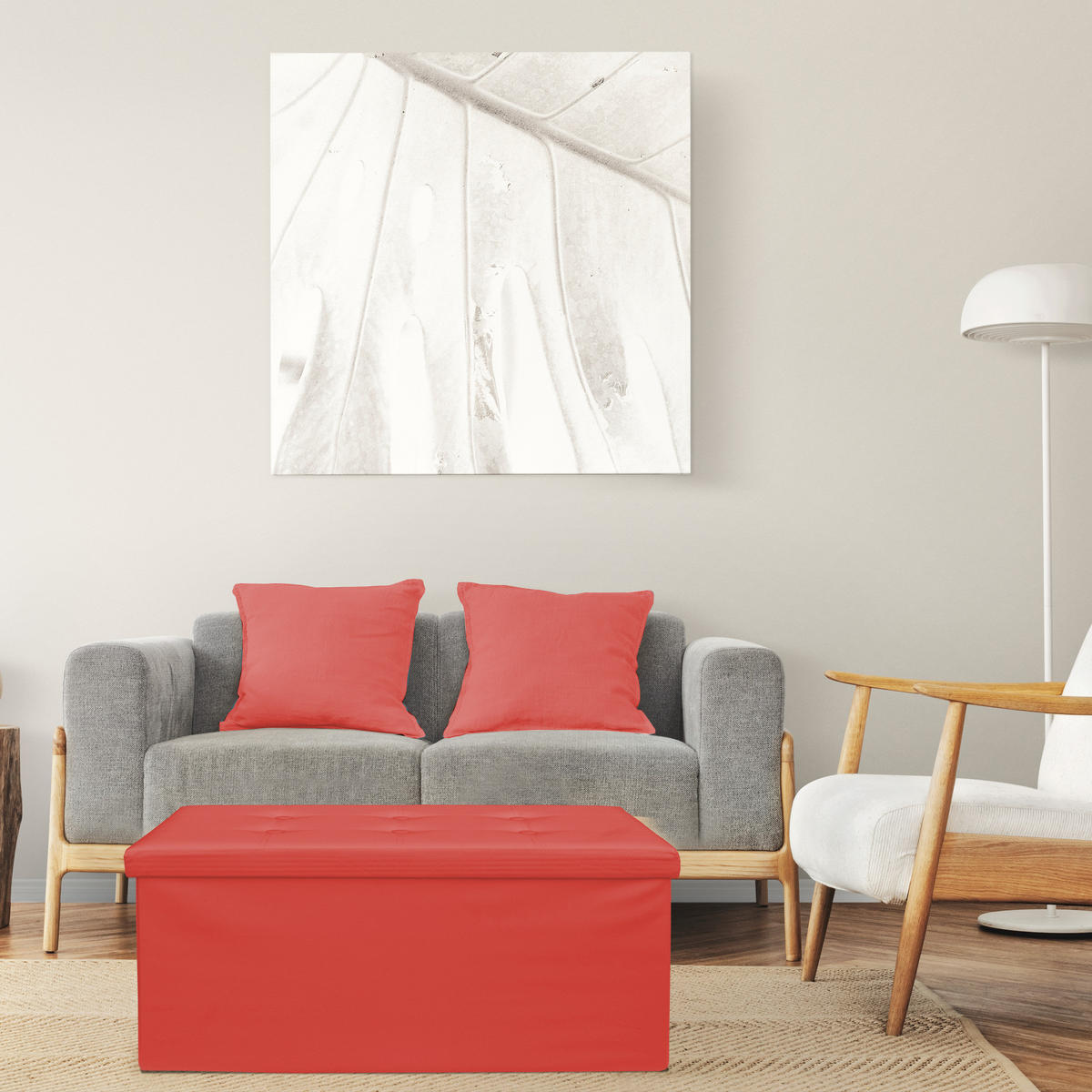 FUSSHOCKER Rot 38/76/38 cm - Rot, Textil (38/38/76cm) - Mobili Rebecca