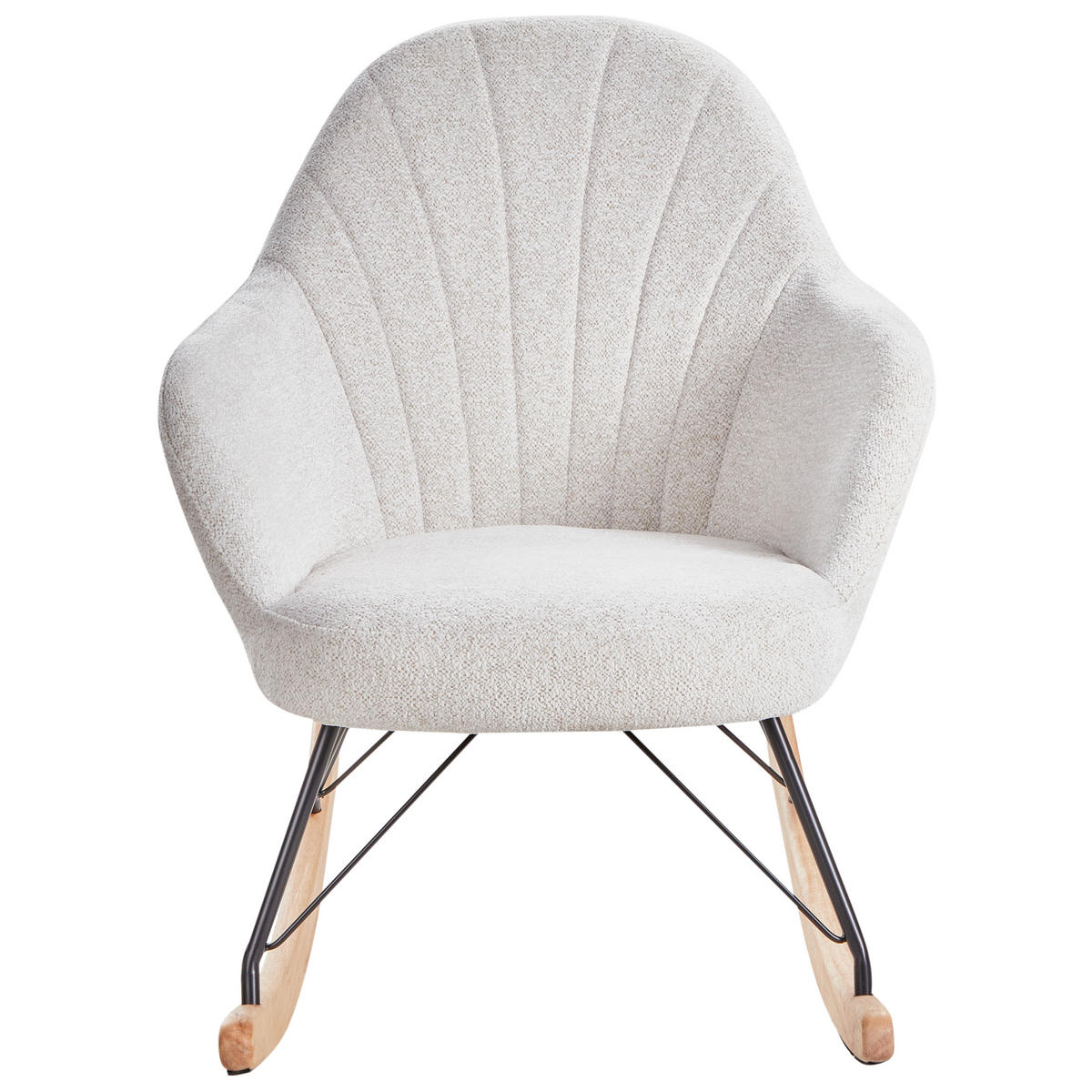 SCHAUKELSTUHL Cremeweiß Skale - Schwarz/Weiß, Textil (70/85/94cm) - Beliani