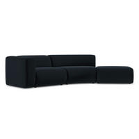 4-SITZER-SOFA Samt Stoff Blau - Blau/Schwarz, Kunststoff/Textil (335/70/166cm) - Makamii