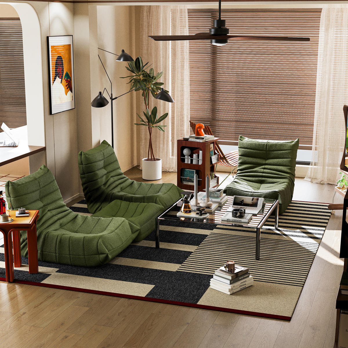 LOUNGESOFA 112/189 cm aus Teddyfleece in Grün - Grün, Textil (120/82/112cm) - BEAOK