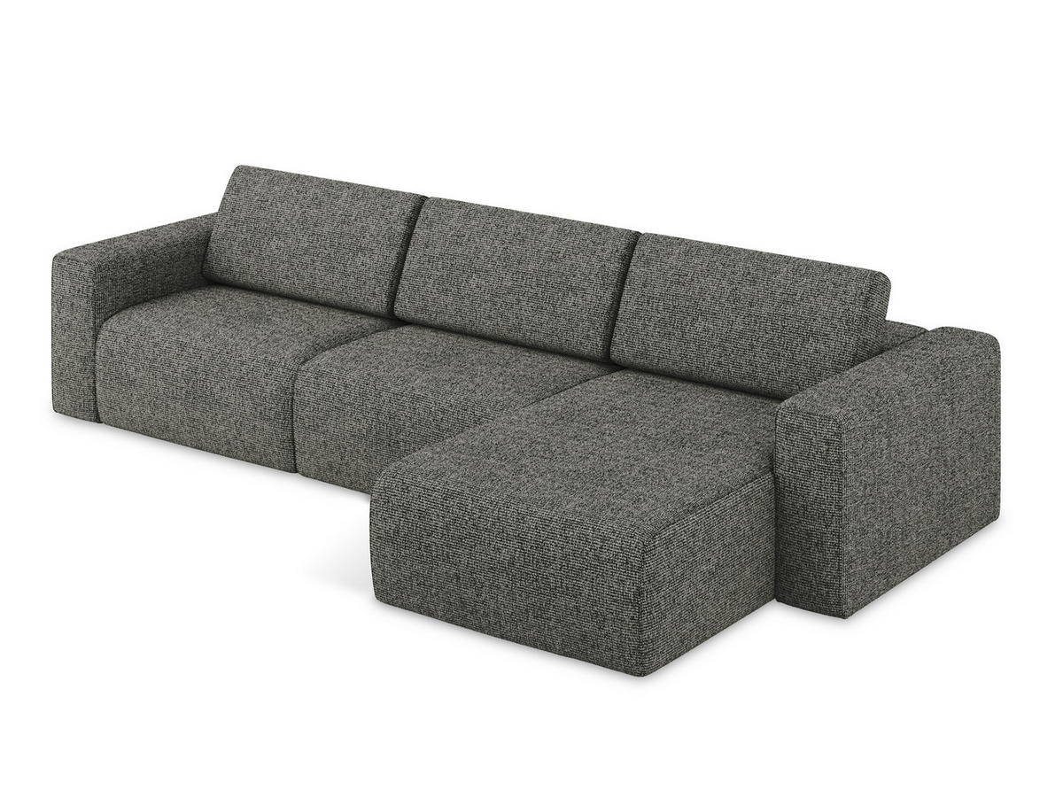 ECKSOFA rechts Strukturstoff Stoff Grau - Dunkelgrau/Beige, Kunststoff/Textil (314/167cm) - Makamii