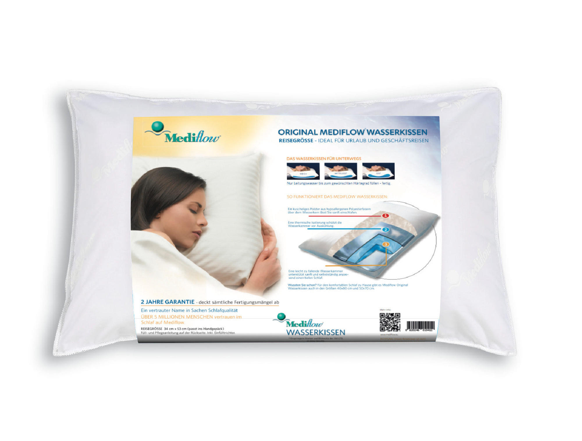 REISE-WASSERKISSEN aus Faserfüllung 34x53 cm - Weiß, Textil (34/53cm) - Mediflow