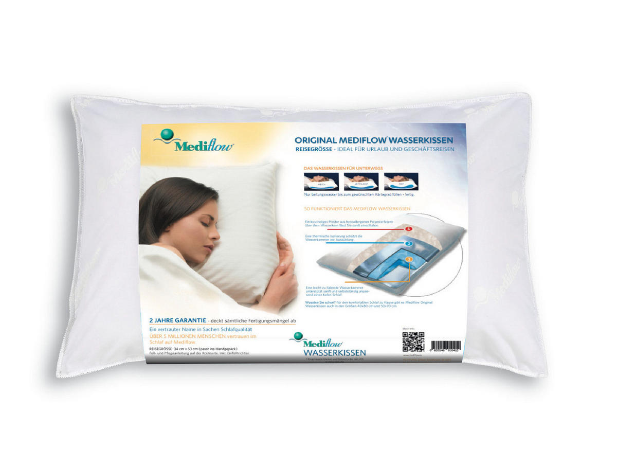 REISE-WASSERKISSEN aus Faserfüllung 34x53 cm - Weiß, Textil (34/53cm) - Mediflow