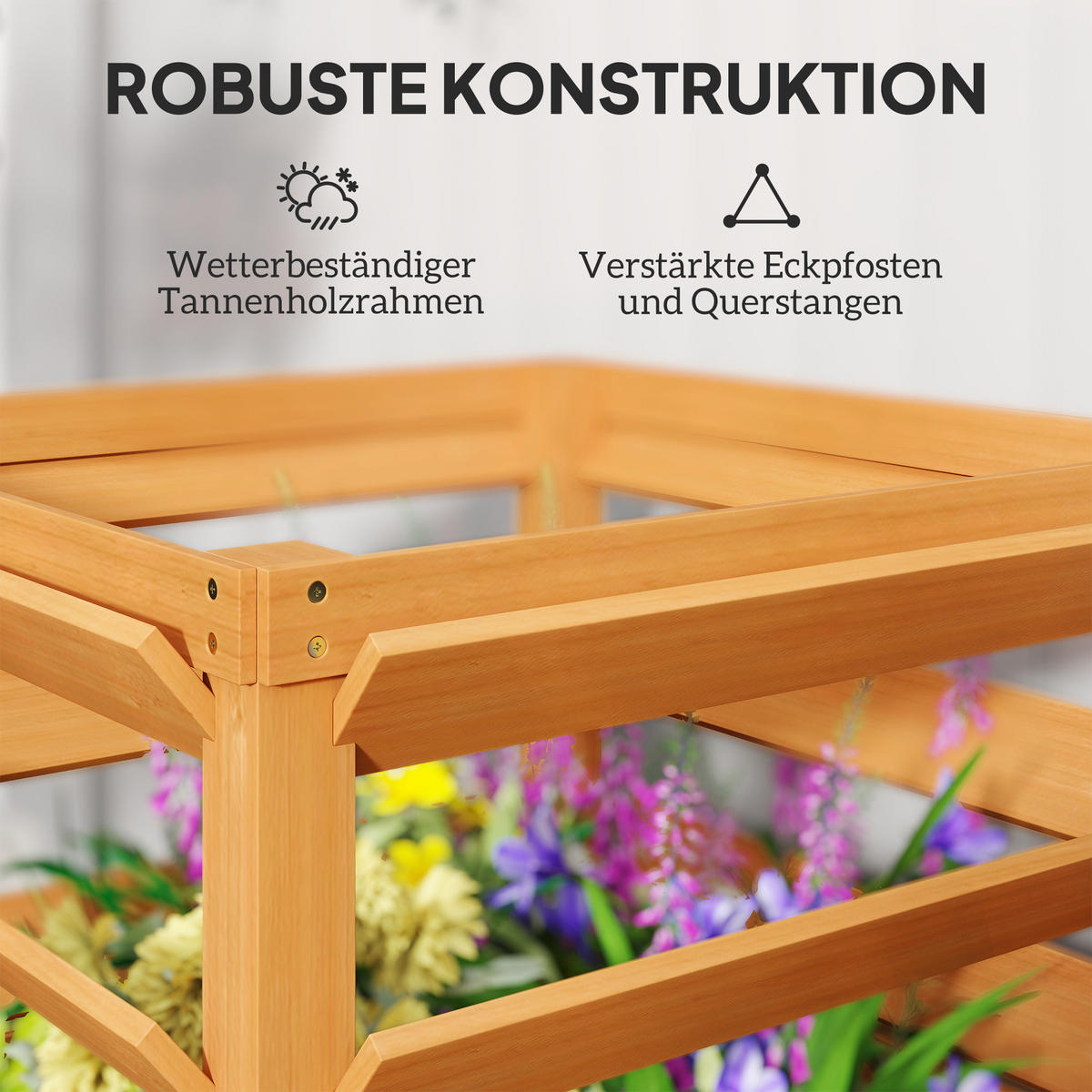 HOCHBEET DE-05386 Mit Rankgitter, Massivholz Karamellbraun - Naturfarben, Holz (65/73/65cm) - ComfortXL