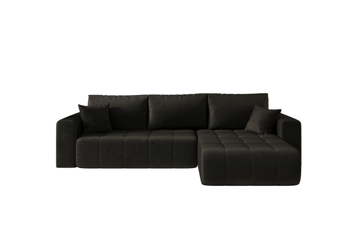 ECKSOFA mit Schlaffunktion MILO R Monolith 95 Rechts - Schwarz, Textil (280/175cm) - Bedante