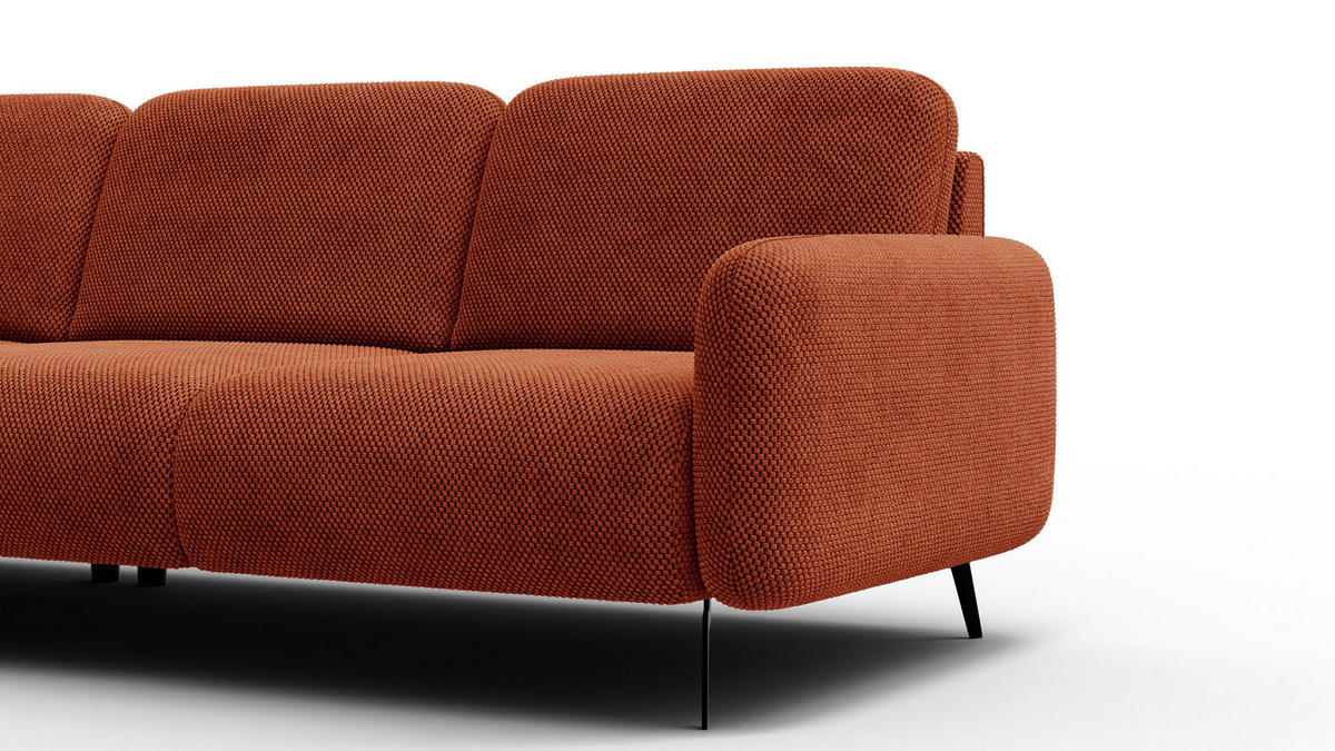ECKSOFA FEBE 4-Sitzer links, dunkelorange - Dunkelorange/Schwarz, Holz/Textil (264/157cm) - Wozimo