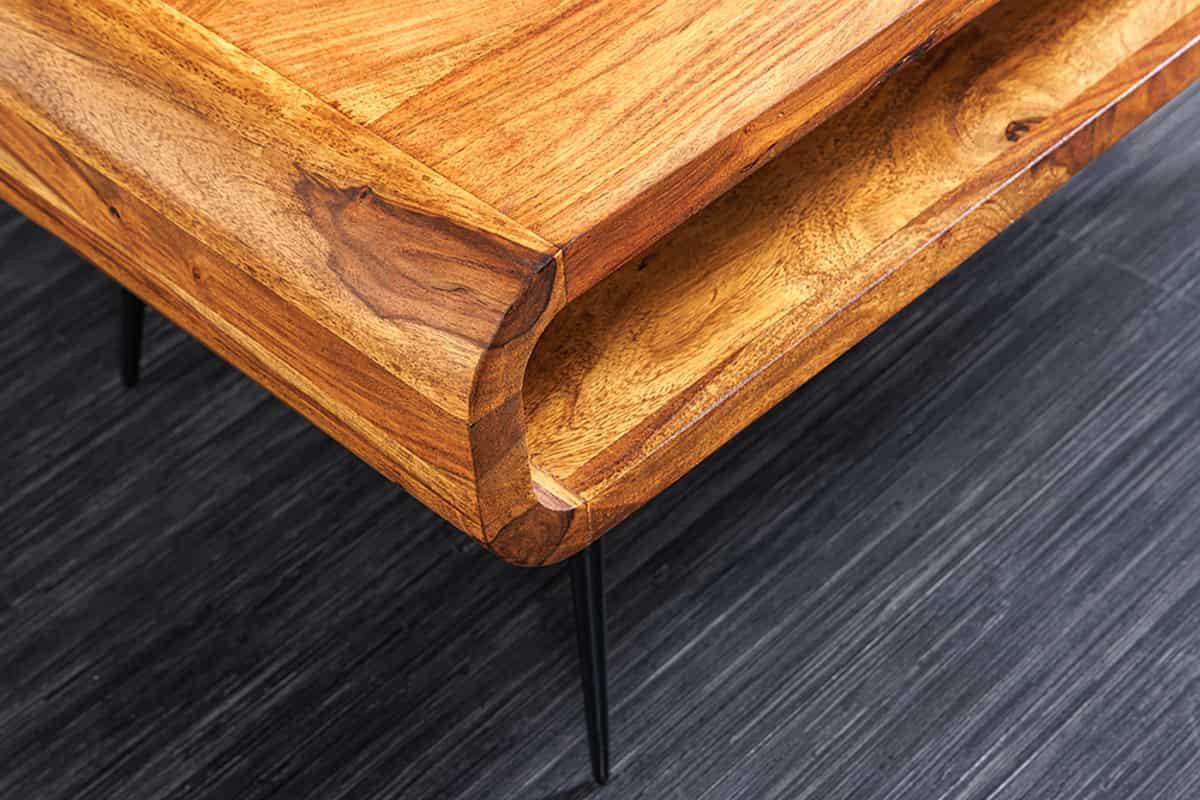 COUCHTISCH ALPHA Sheesham Finish 90 cm - Schwarz/Braun, Holz/Metall (50/90/40cm) - riess-ambiente