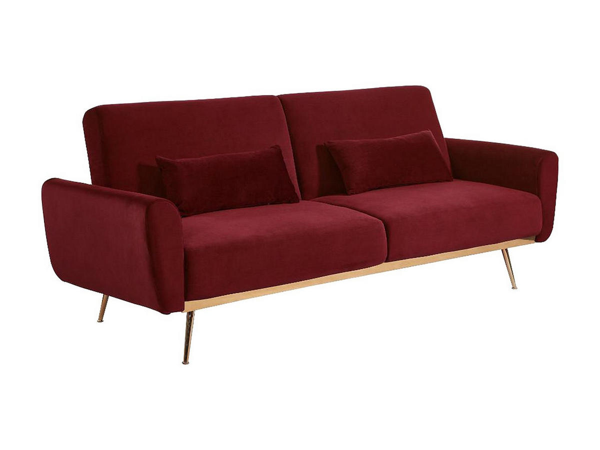 SCHLAFSOFA - 3 Personen - Samt, Stoff - Bordeaux - - Bordeaux, Textil (208/86/84cm) - Vente-Unique