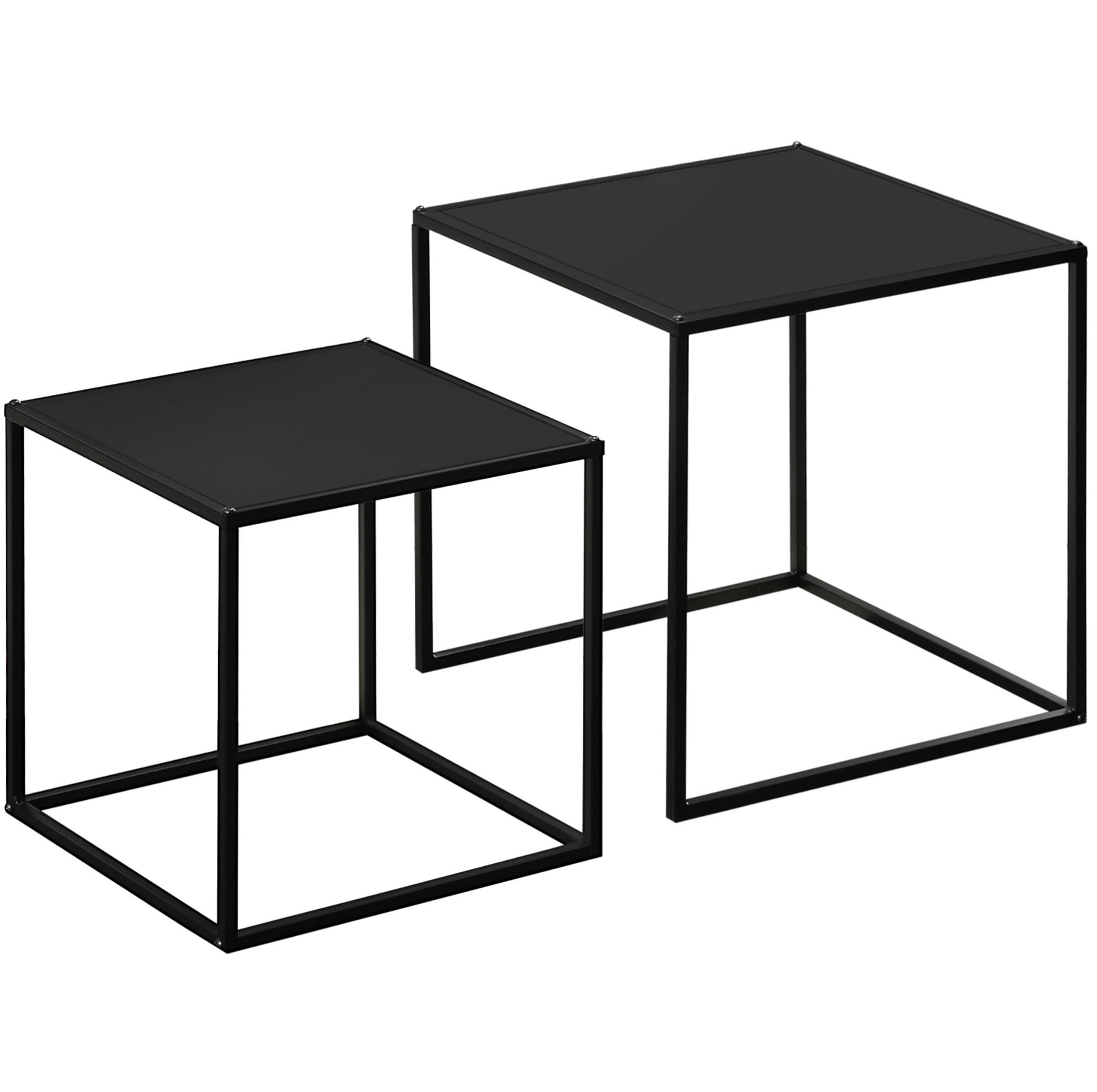 KONFERENČNÍ stolek sada 2 ks, 40/40/40 cm a 35/35/35 cm, ocelový, černý - černá, kov (40/40/40cm) - BEAOK
