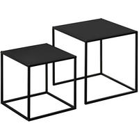KLUBSKA miza set 2 kos, 40/40/40 cm in 35/35/35 cm, jeklena, črna - črna, kovina (40/40/40cm) - BEAOK