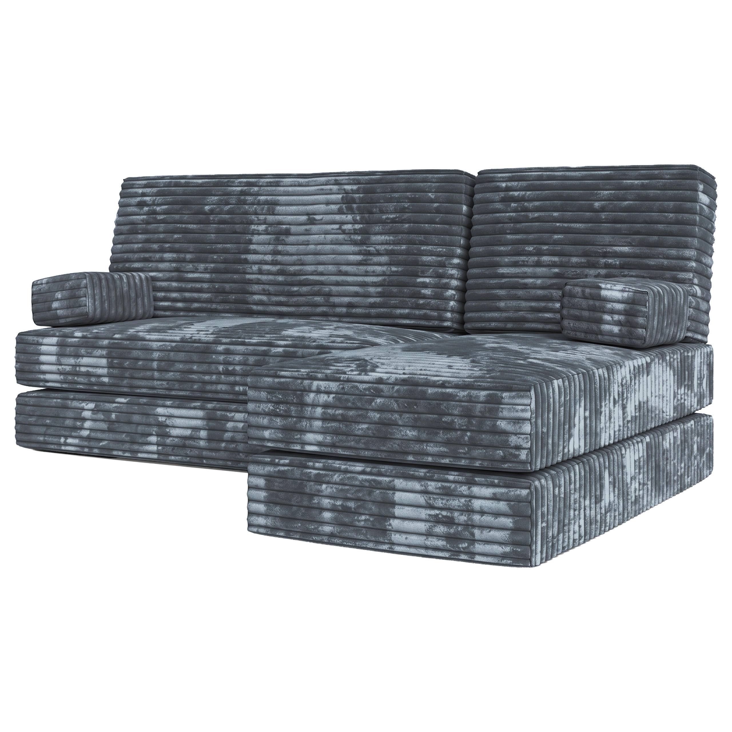 ECKSOFA NOTIA modulares Boneless Sofa mit Schlaffunktion Grau Kordstoff - Blaugrau, Textil (200/120cm) - MASSENO