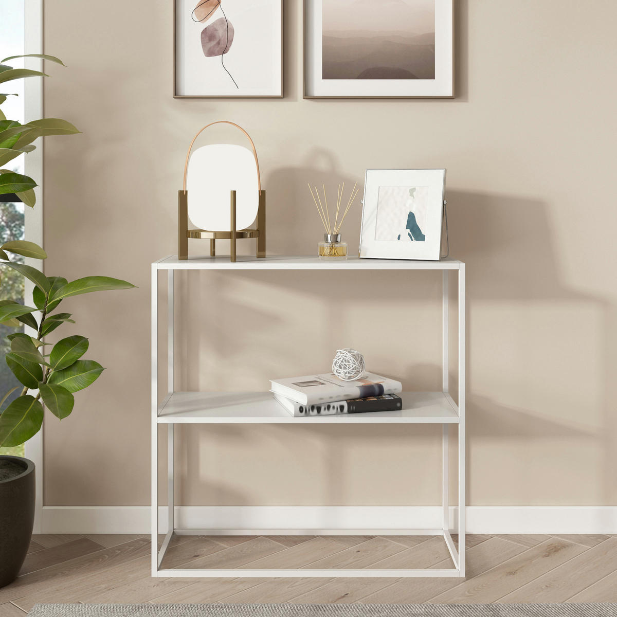 KONZOLOVÝ STŮL Strömstad - bílá, kov (26/80/80cm) - [en.casa]