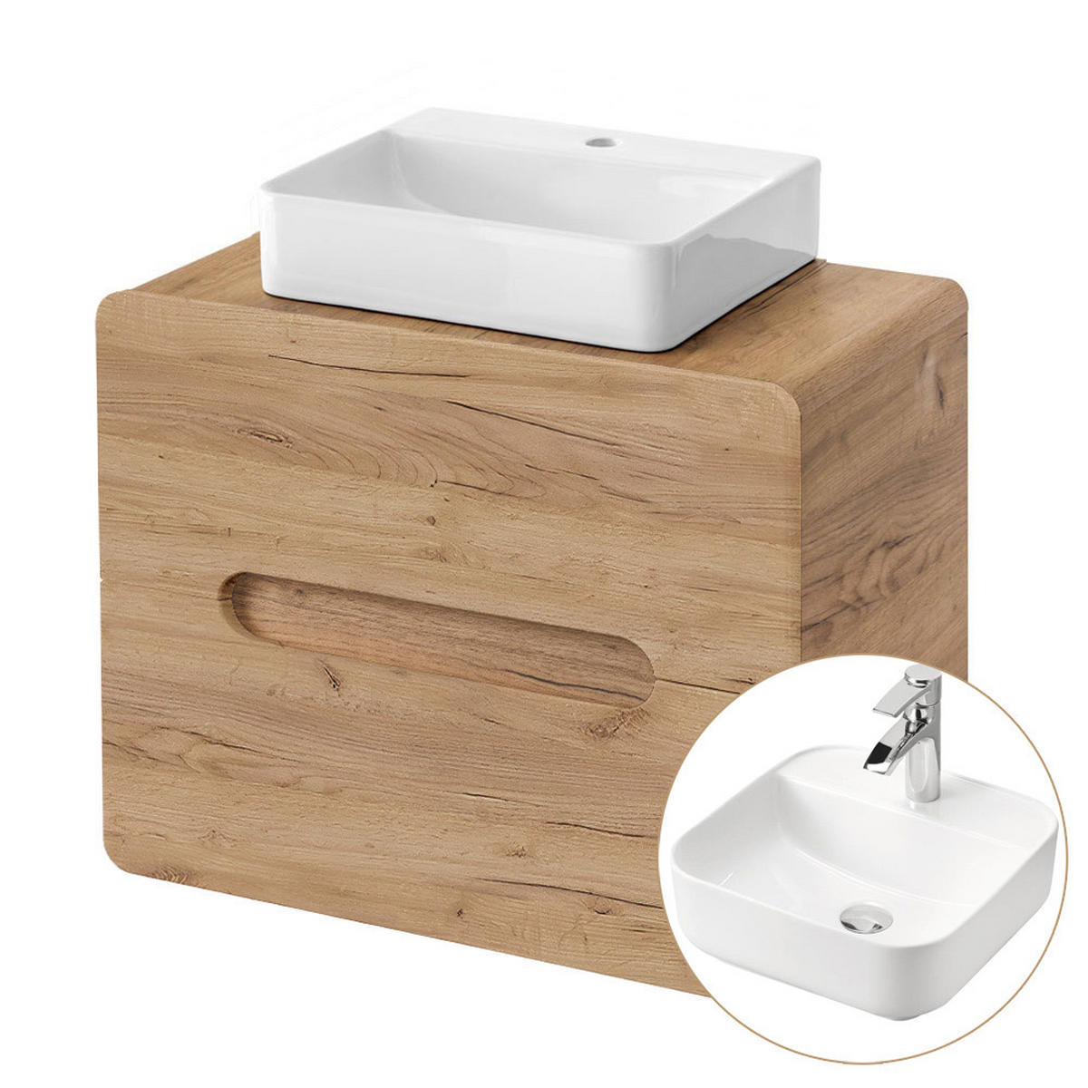 WASCHTISCH Luton-56 - Braun, Holzwerkstoff (60/67/46cm) - Lomado