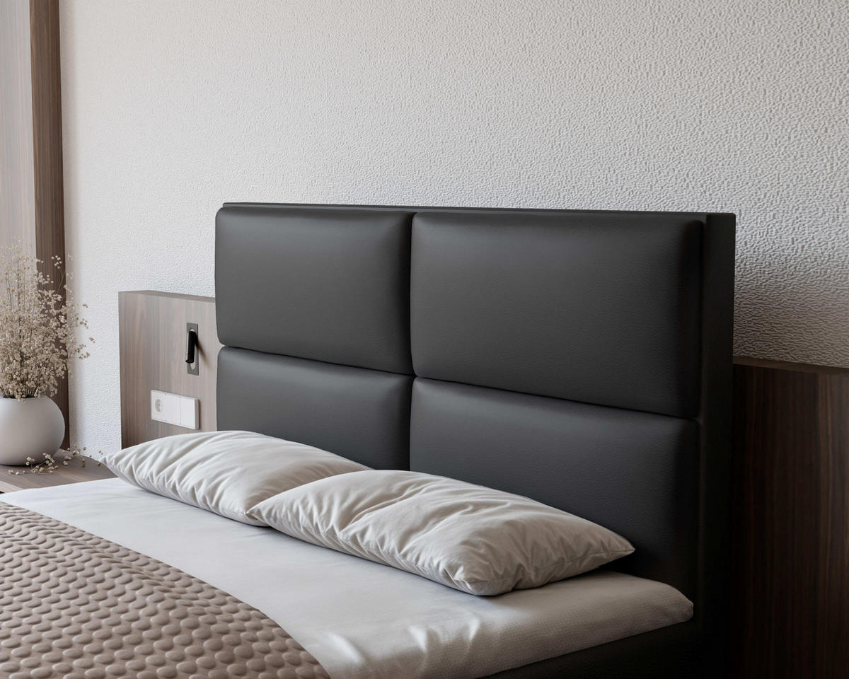 BOXBETT 120x200 cm mit Topper - Schwarz, Holzwerkstoff/Textil (180/200cm) - Idohome