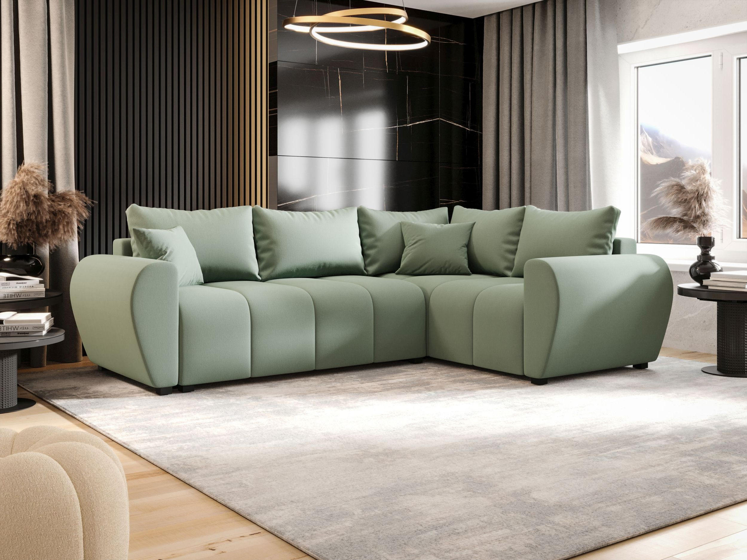 ECKSOFA MOLISA L Cosmic 16 Rechts mit Schlaffunktion - Hellgrün, Textil (245/145cm) - Bedante
