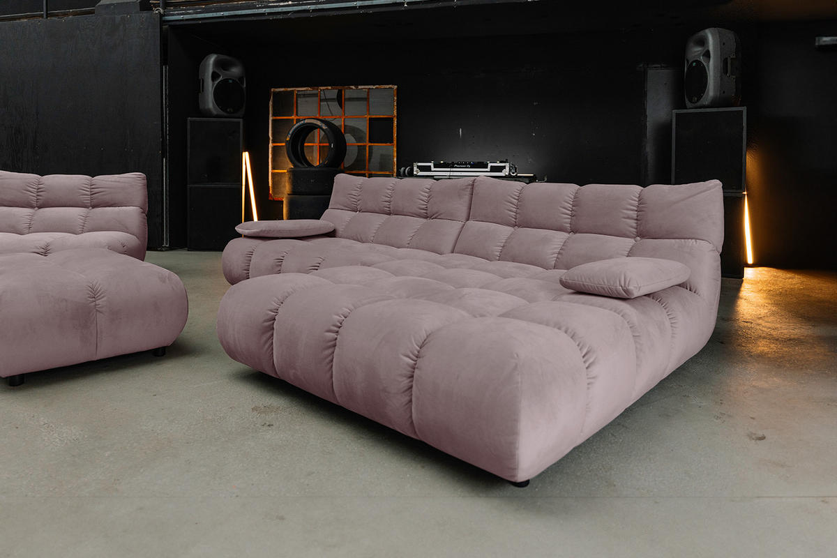 SITZGRUPPE VIVIEN 3ER SET Grau Velvet - Grau, Kunststoff/Textil (510/85/359cm) - KAWOLA