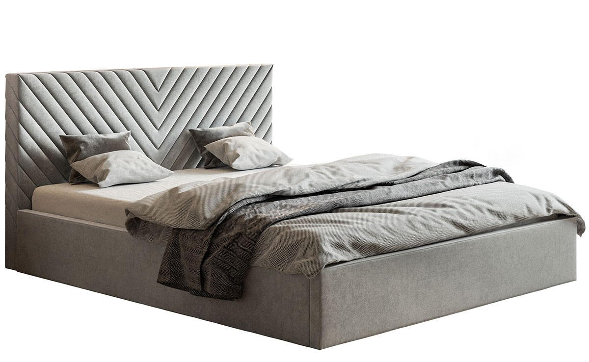 BETT Grau OLDO 8 Gepolstert Mit Bettkasten 180x200 cm - Grau, Textil (180/200cm) - Sepro Meble