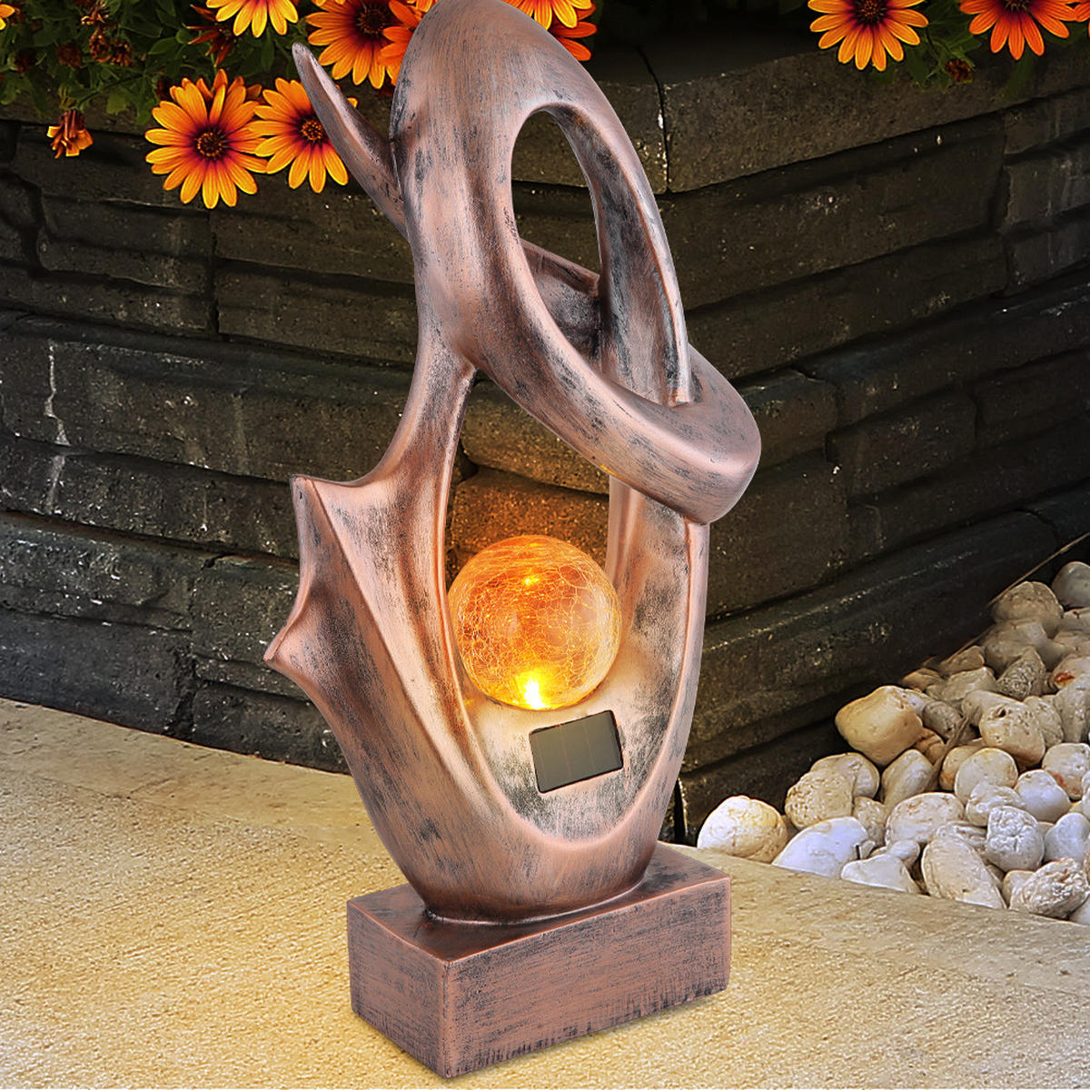 LED AUSSENLEUCHTE Bronze Glas Crackle Design - Bronzefarben, Kunststoff (25.5/11/45cm) - Globo Lighting
