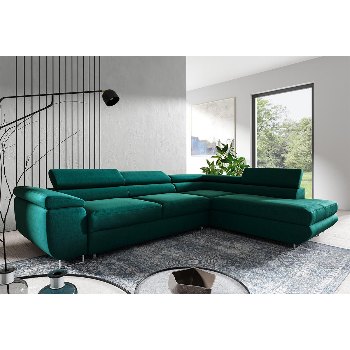 ECKSOFA Lyam 4 Sitzplätze Tannengrün - Grün, Holzwerkstoff (271/201cm) - Petits-meubles