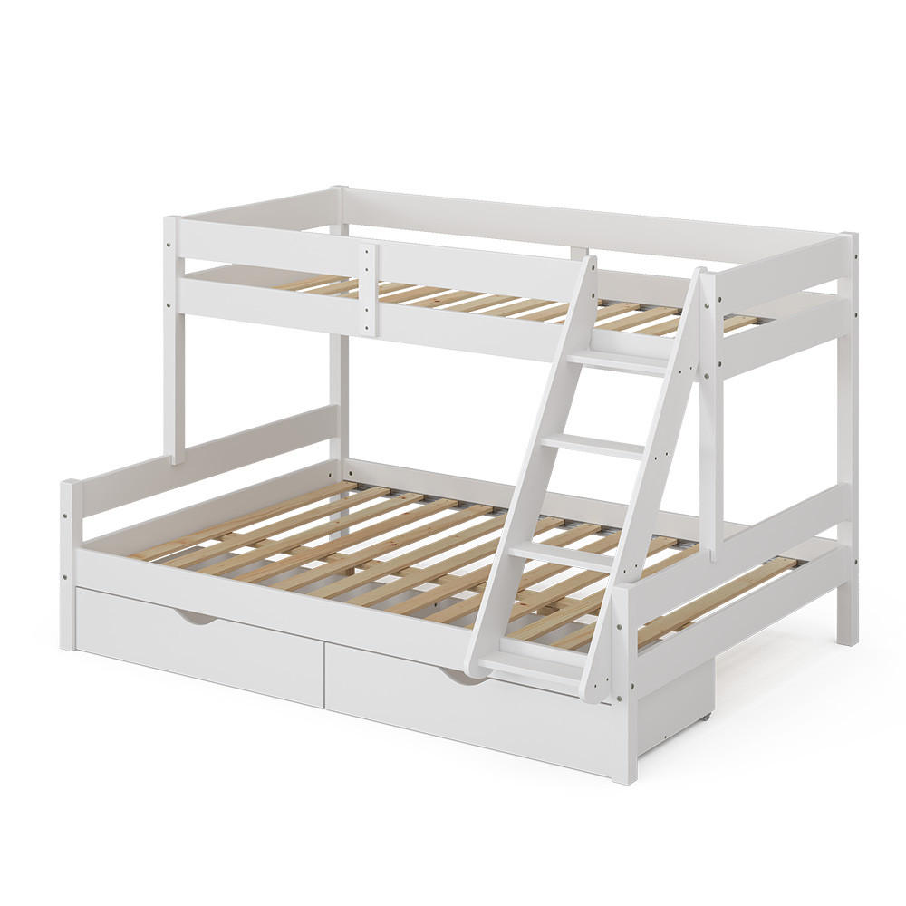 VitaliSpa PATROVÁ POSTEL Everest Bílá 140x200 / 90x200 cm se zásuvkami