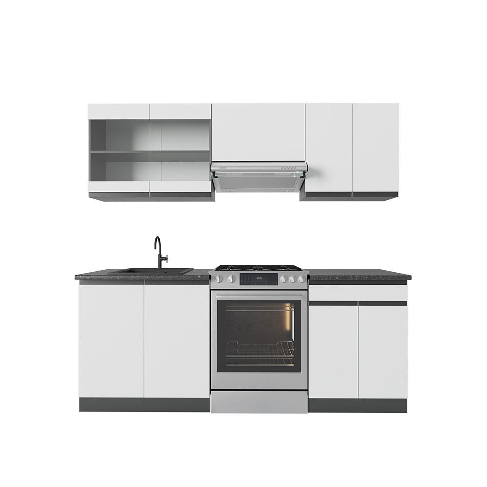 KUHINJSKI BLOK R-Line Bela/antracitna 200 cm , DP Antracit - bela/antracit, leseni material (200/81.6/60cm) - Vicco