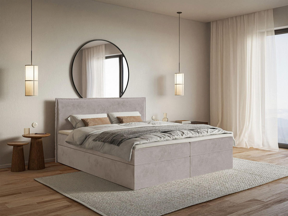 BOXBETT Softie Taupe Velours wasserabweisend 160x200 cm - Graubraun, Textil (160/200cm) - Selsey