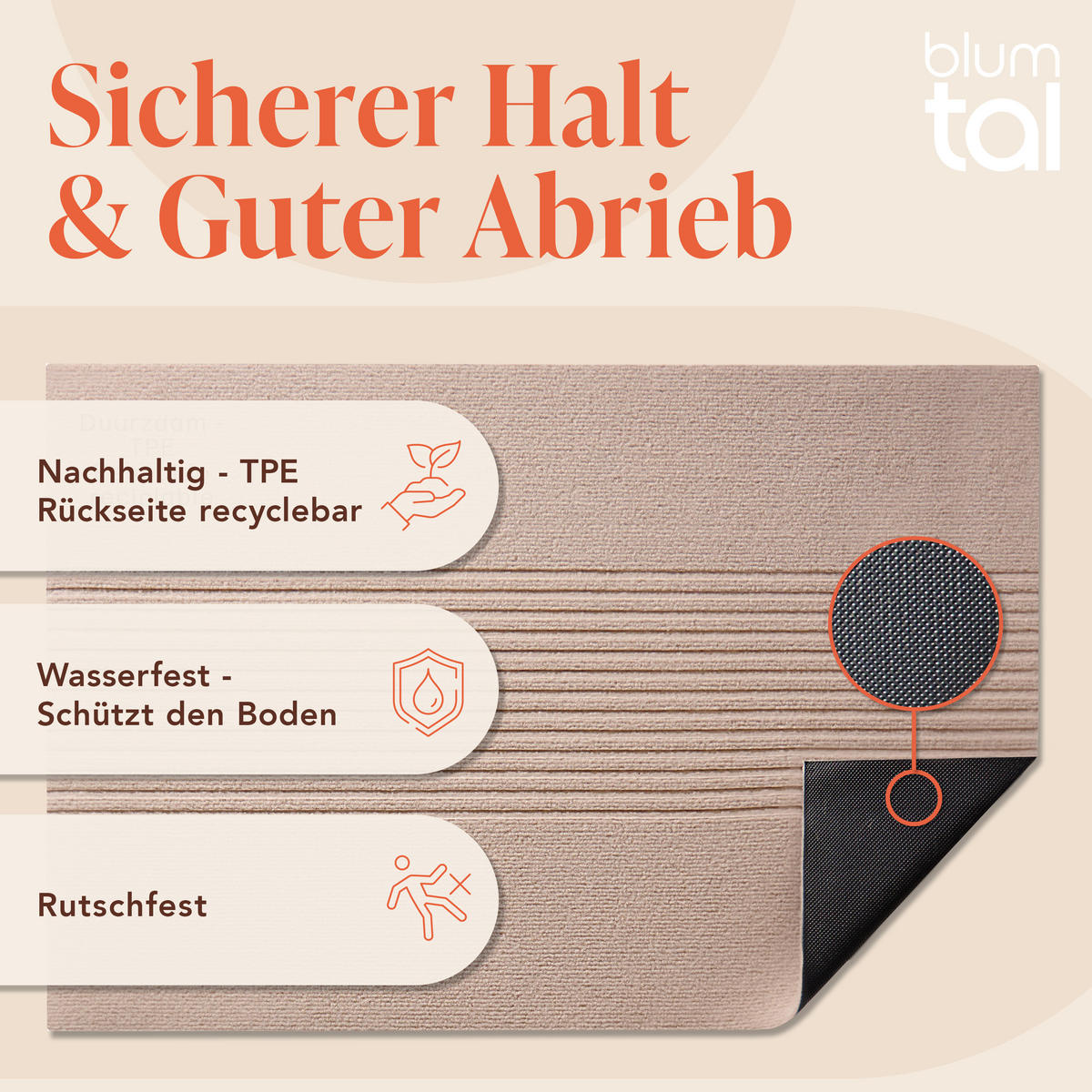 FUSSMATTE 60/90 cm Beige - Beige, Textil (60/90cm) - Blumtal