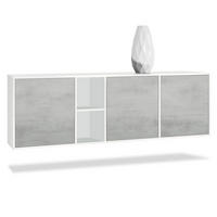 SIDEBOARD Cuba Türen in Beton Oxid Optik - Hellgrau, Holzwerkstoff (182/53/35cm) - Vladon