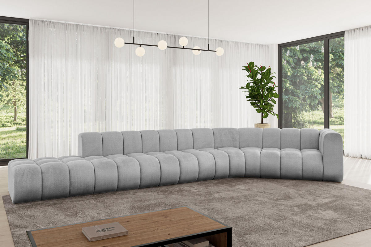 ECKSOFA modulares Sofa Tilmo-L2 - 490x194x70 cm Grau - Hellgrau, Holzwerkstoff/Textil (490/194cm) - ALTDECOR