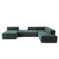 5-SITZER modulares Wohnlandschaft U XXL HEAVEN SET 6 Rechts, Breite 375 cm Webstoff Dunkelgrün - Dunkelgrün/Schwarz, Holz/Kunststoff (245/73/375cm) - Muffo