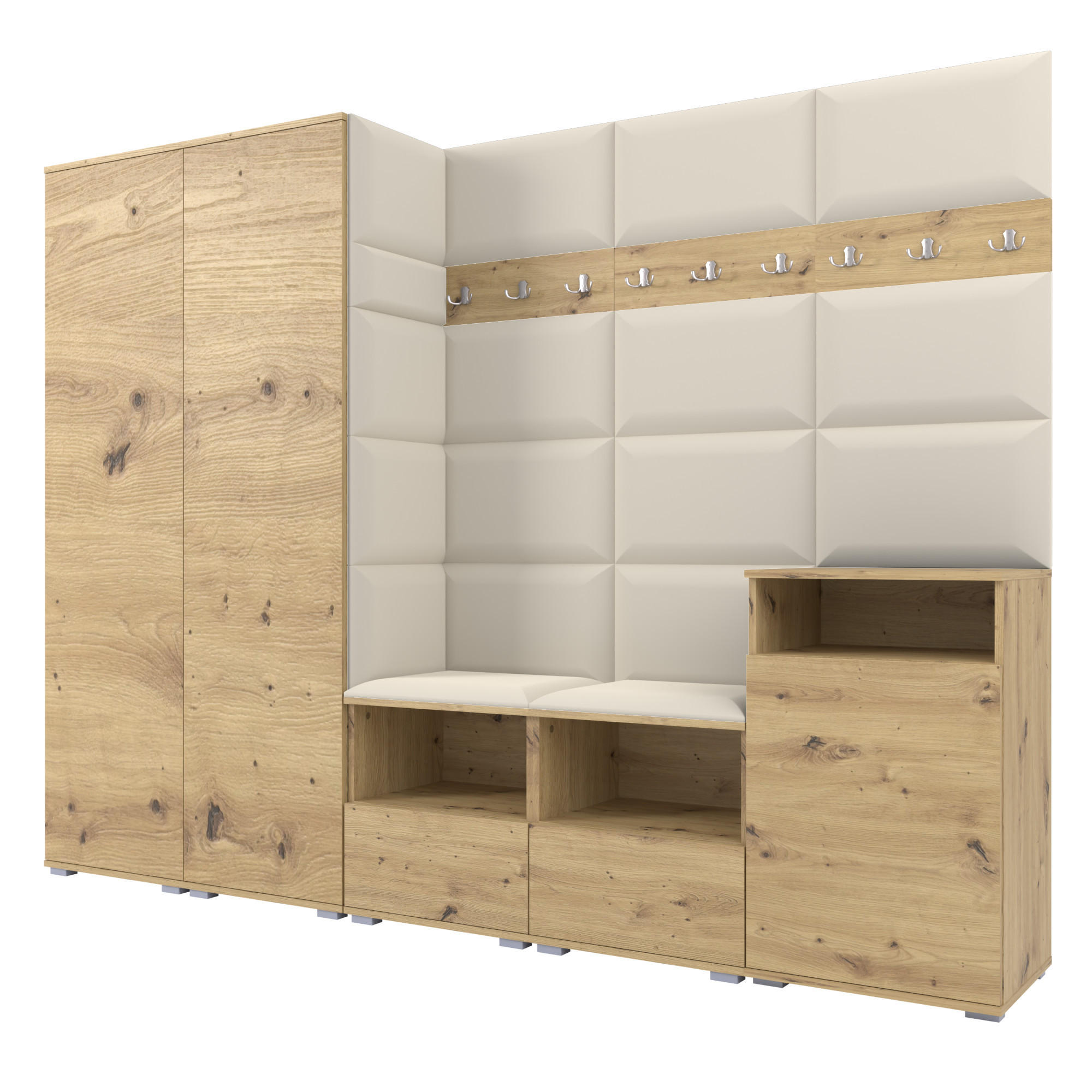Ravio Garderobe Eiche Artisan, Creme 250x187x40 cm