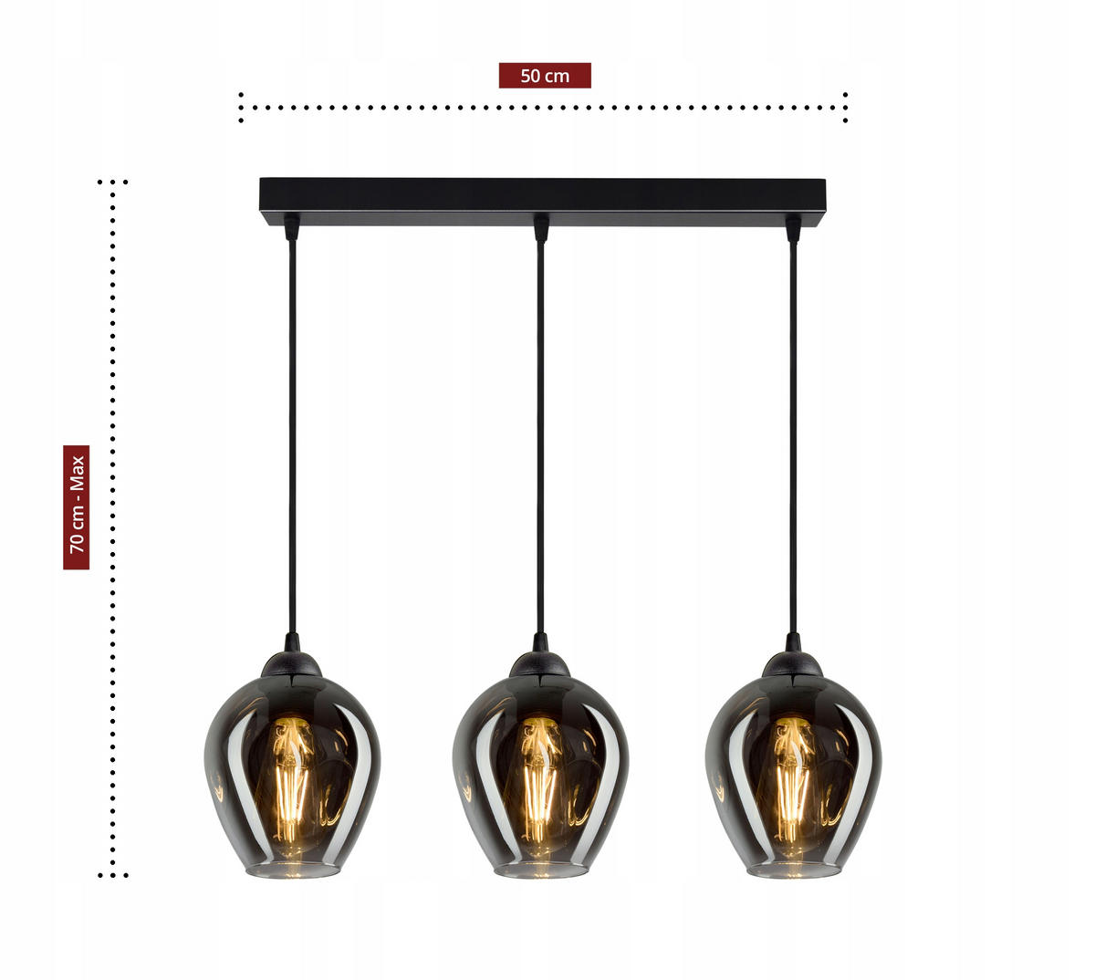 PENDELLEUCHTE Hegel - Transparent/Anthrazit, Glas/Metall (15/55/80cm) - kiki design