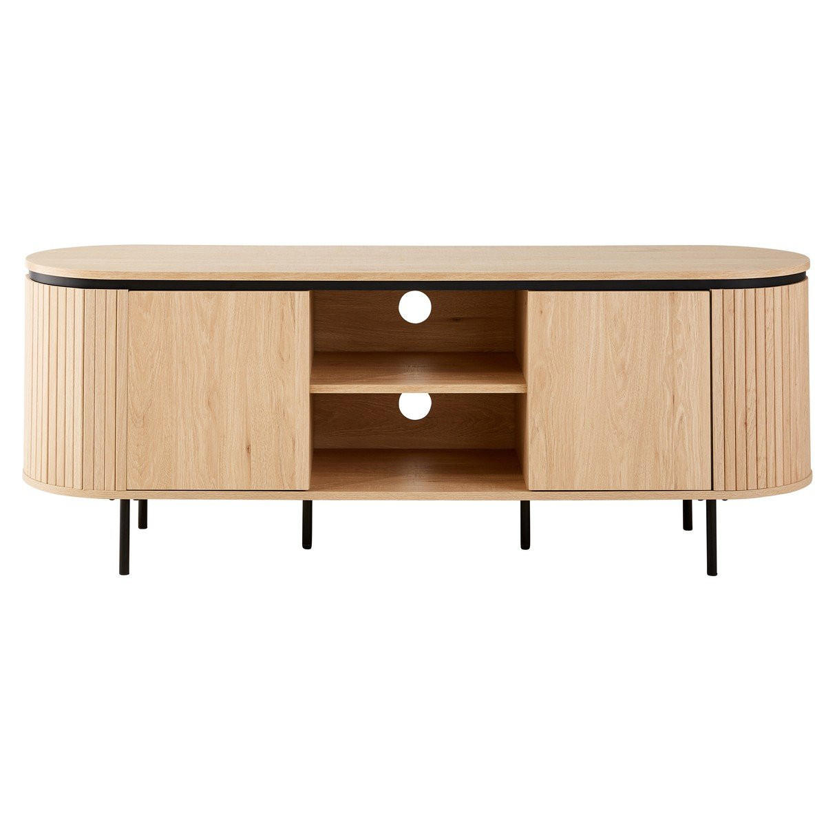 TV-MÖBEL mit 2 Türen und seitlichem Rillen-Effekt 150/55/40 cm - Apfelbaumfarben, Holzwerkstoff (40/55/150cm) - Calicosy