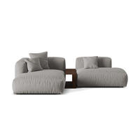 ECKSOFA modular links Martina aus strukturiertem Stoff hellgrau 2 Sitzplätze - Hellgrau, Textil (176/285cm) - Micadoni