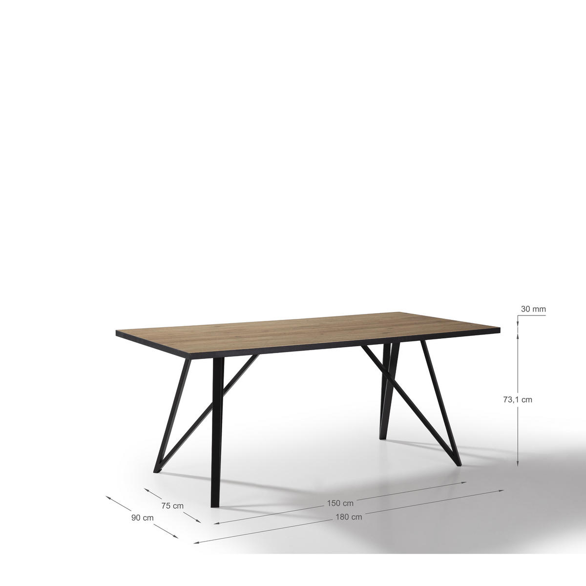 ESSTISCH Myla (Pia) Braun 180/90/76 cm - Braun, Keramik (180/90/76cm)