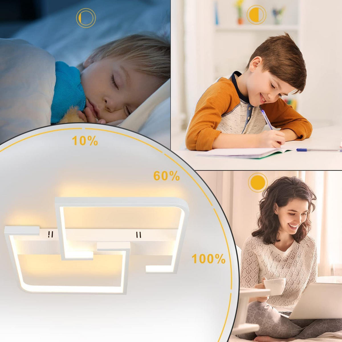 LED-DECKENLEUCHTE Emmerich 42/37/5 cm - Weiß, Metall (42/37/5cm) - Nettlife