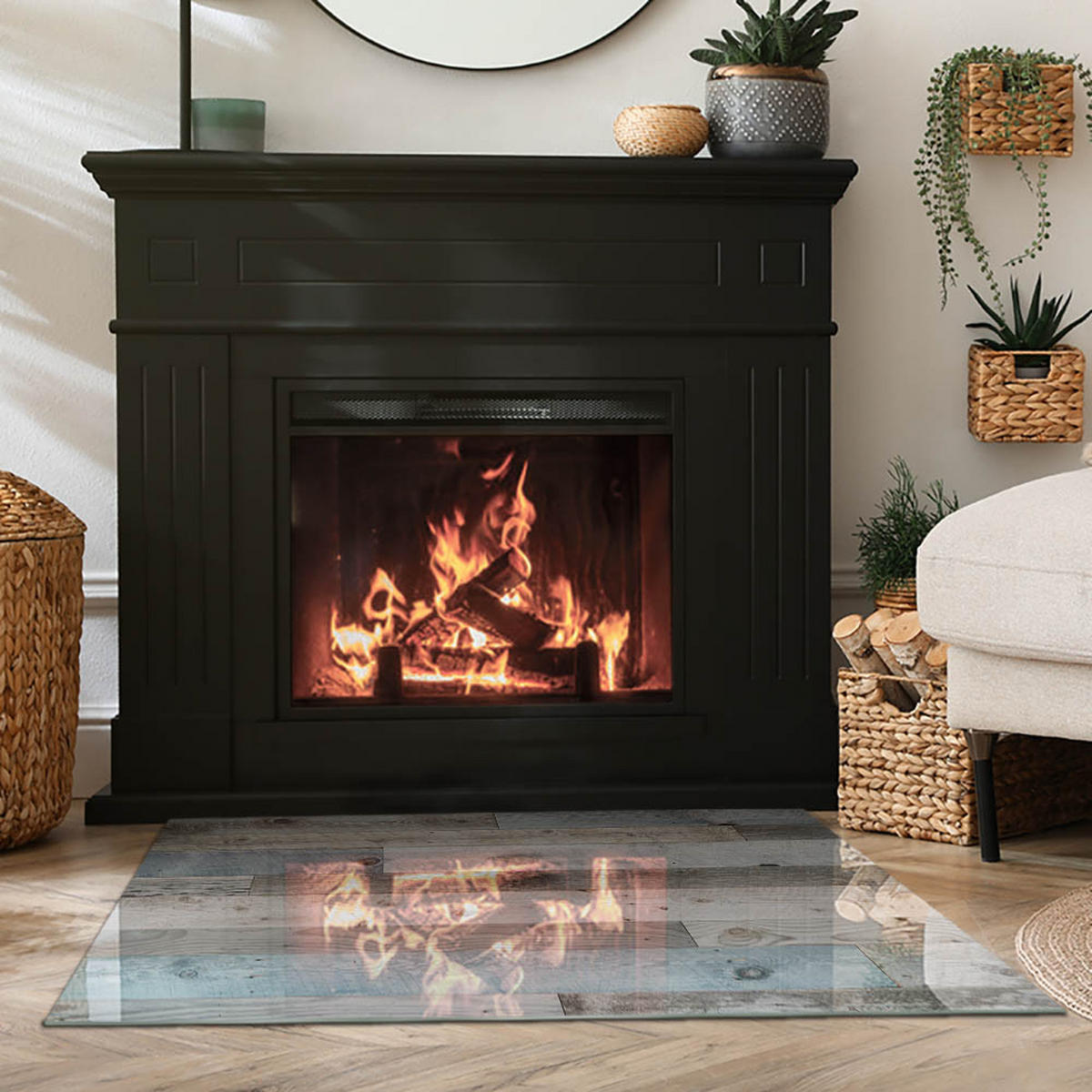 GLASPLATTE für Kamin 100x70 cm - Grau, Glas (100/70/0.4cm) - TULUP