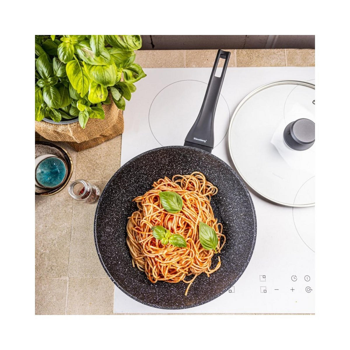 WOK Graphit 28/28/8 cm 64478 - Graphitfarben, Metall (28cm) - Klausberg 