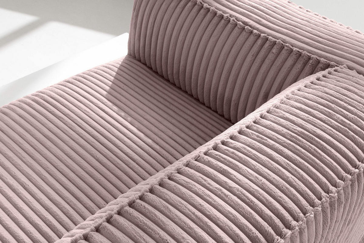 3-SITZER-SOFA FEROX Modern, Cord-Stoff, rosa - Pink, Textil (246/73/96cm) - KONSIMO®