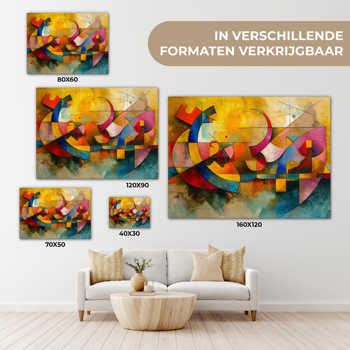 LEINWANDBILD Kunst - Abstrakt - Modern Wandbild 40x30 cm - Gelb, Textil (40/30cm) - MuchoWow