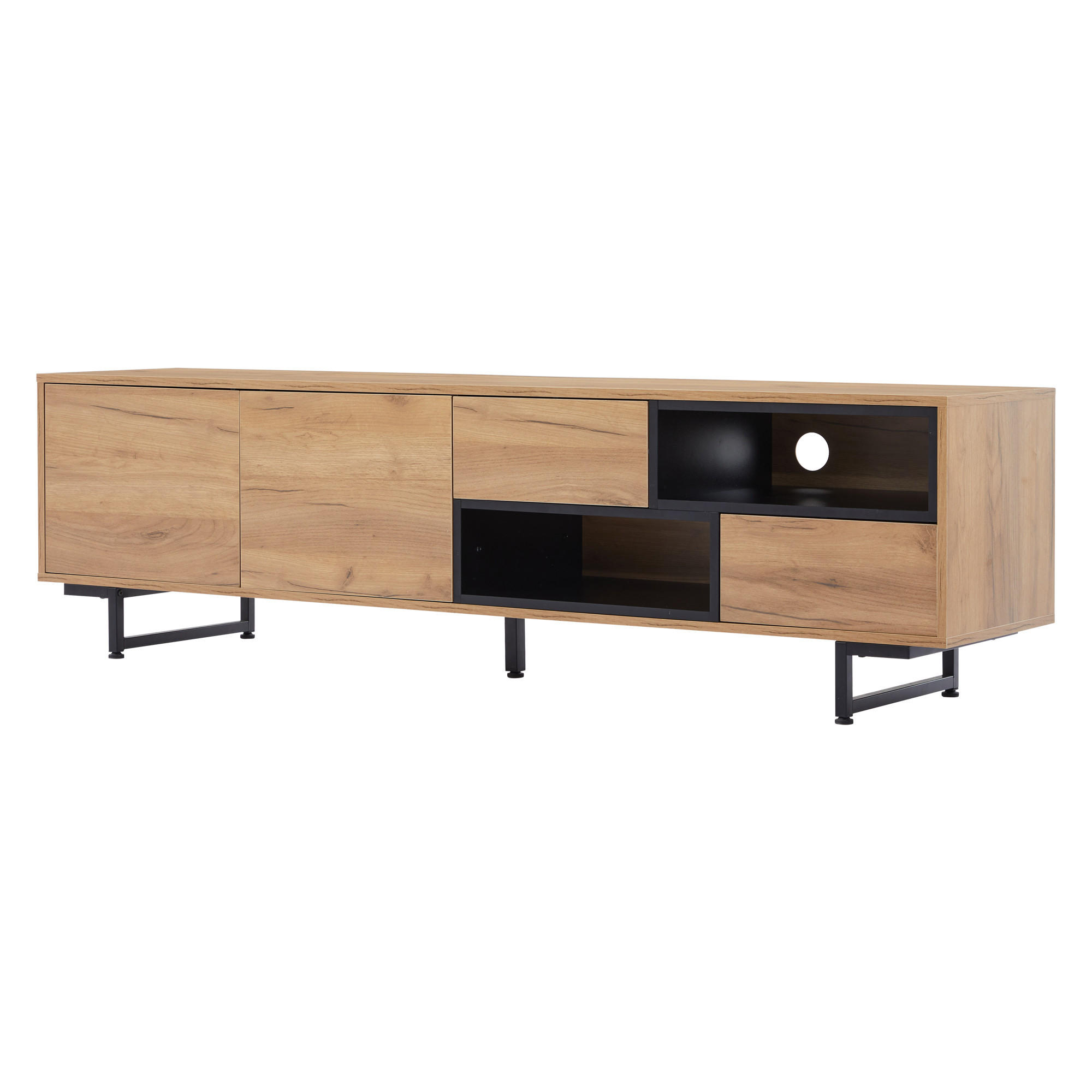 TV-ELEMENT173X38X48CM Naturholzfarbe mit Kabelmanagement für 70ZollTV - Naturfarben, Holz (46.36/27.94/57.15cm) - Raelunyi