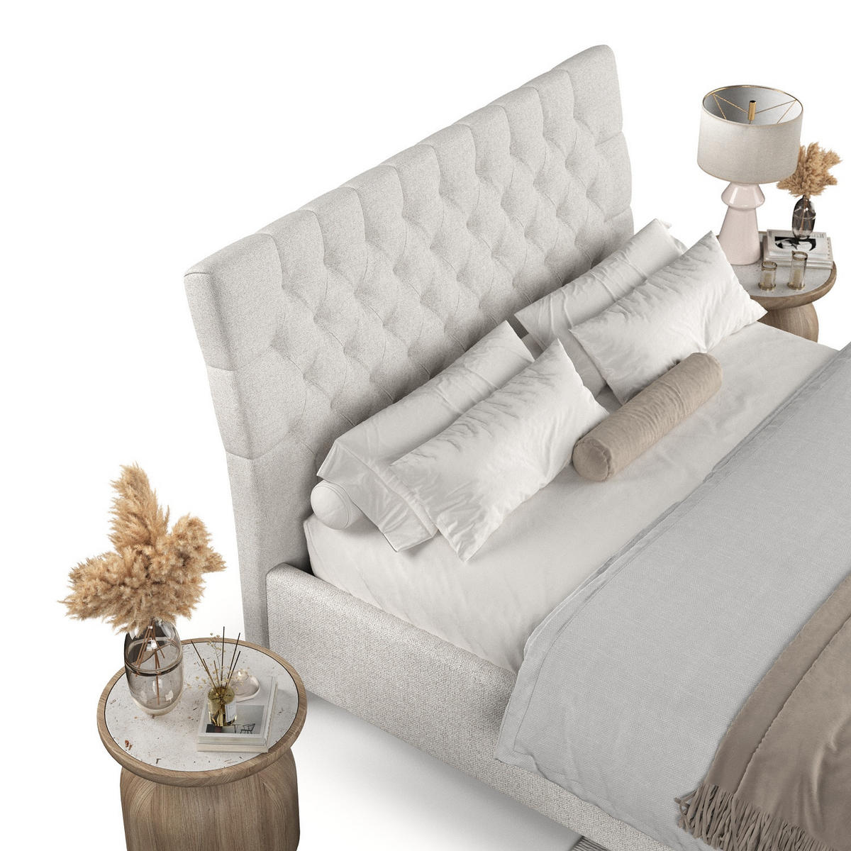 POLSTERBETT Lira 120/200 cm Hellbeige im Riva Stoff - Beige/Naturfarben, Holz/Holzwerkstoff (120/200cm) - AltaBeds