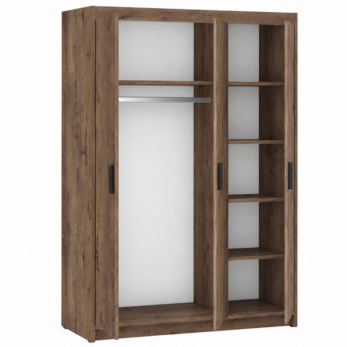 DREHTÜRENSCHRANK Elena mit 3 Türen, ohne Spiegel, Eiche Lefkas - Eichefarben, Holzwerkstoff (130/190/53cm) - Beautysofa