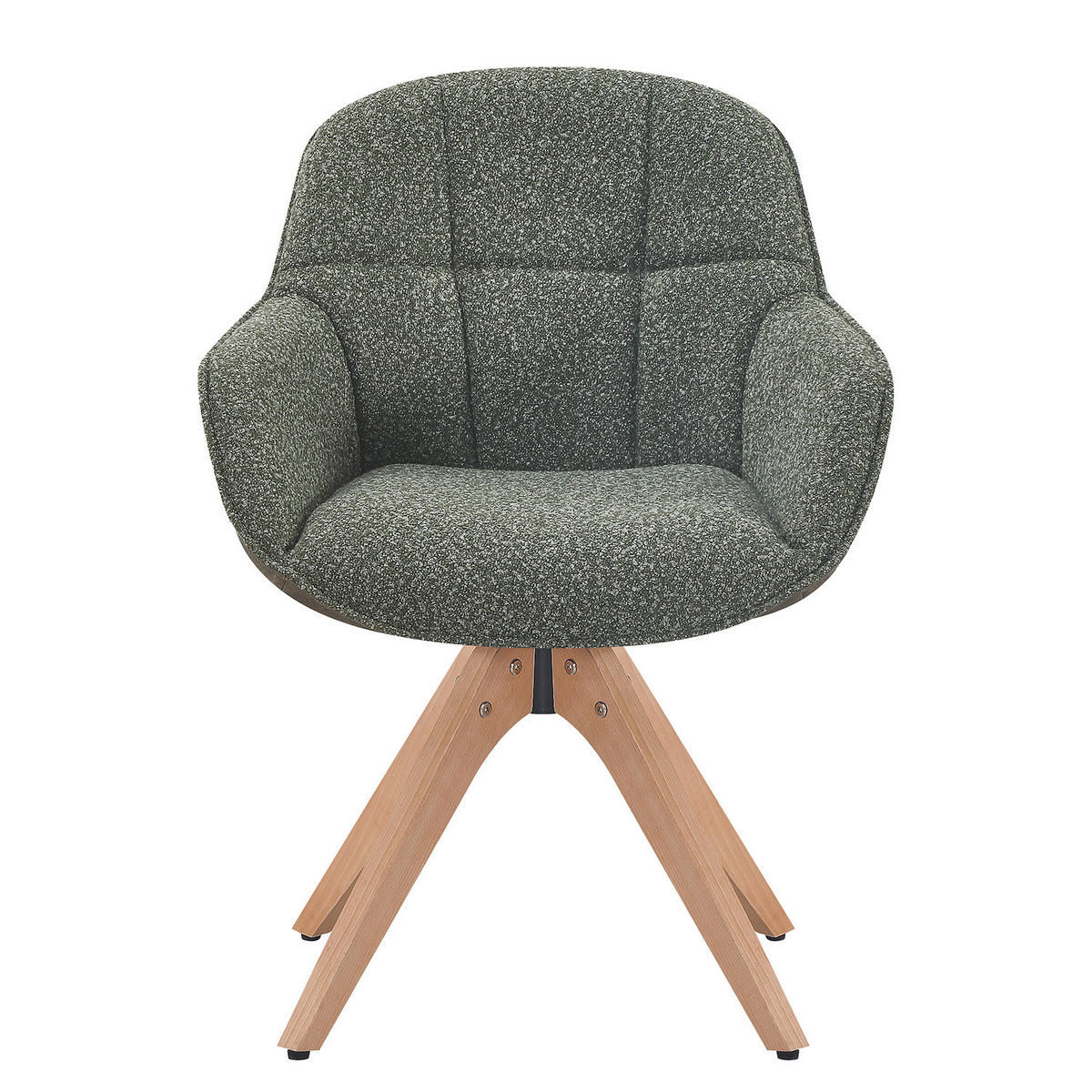 DREHBARER ARMLEHNENSTUHL - 2er-Set - Braun/Grün, Textil/Metall (63/86/62cm) - home24