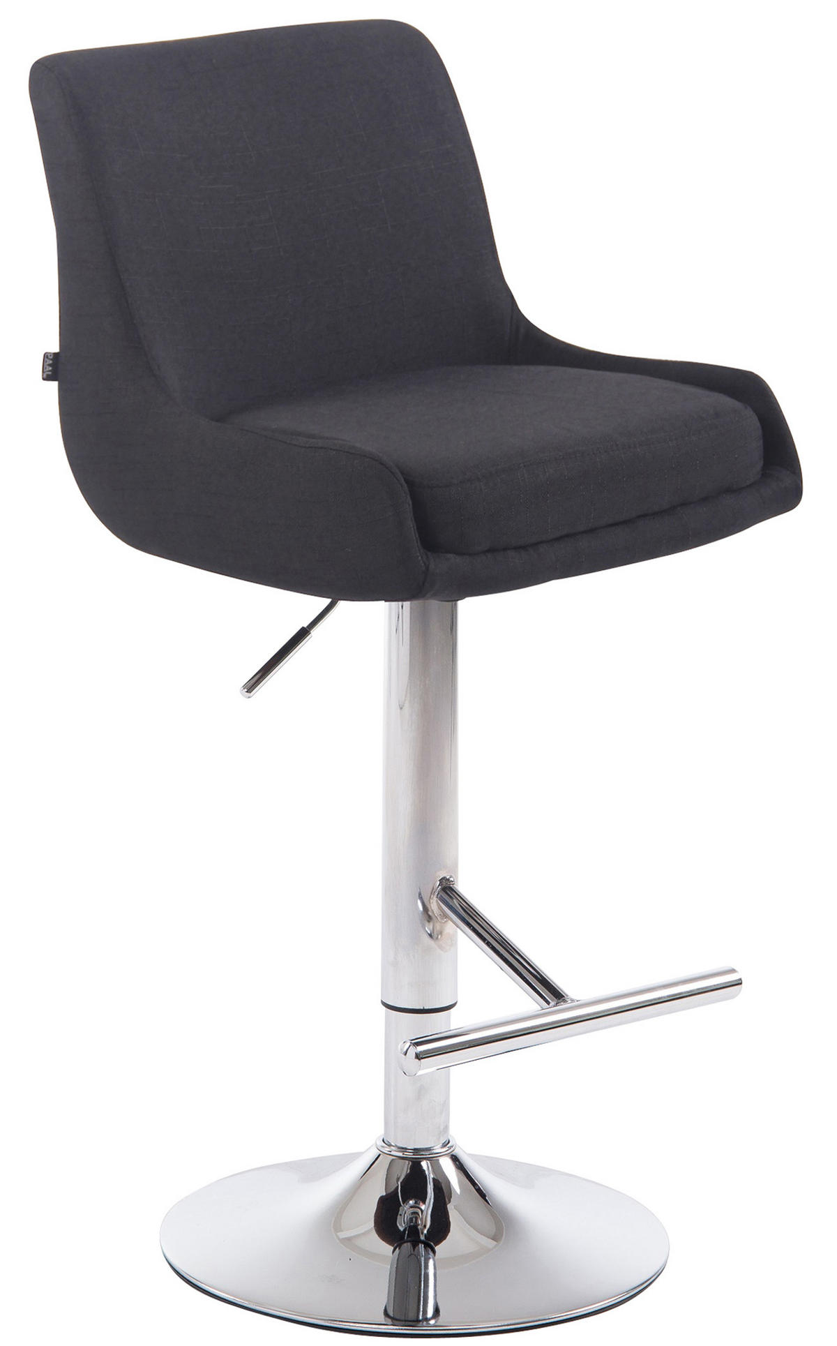BARHOCKER Stoff schwarz - Chromfarben/Schwarz, Textil/Metall (43/90/50cm) - CLP