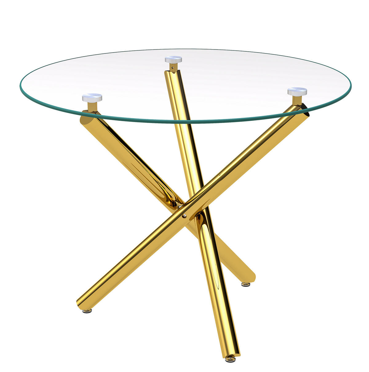 ESSTISCH rund Glas Metall Gold für 2 bis 4 Personen - Goldfarben, Metall (80/80/76cm) - Meubliv