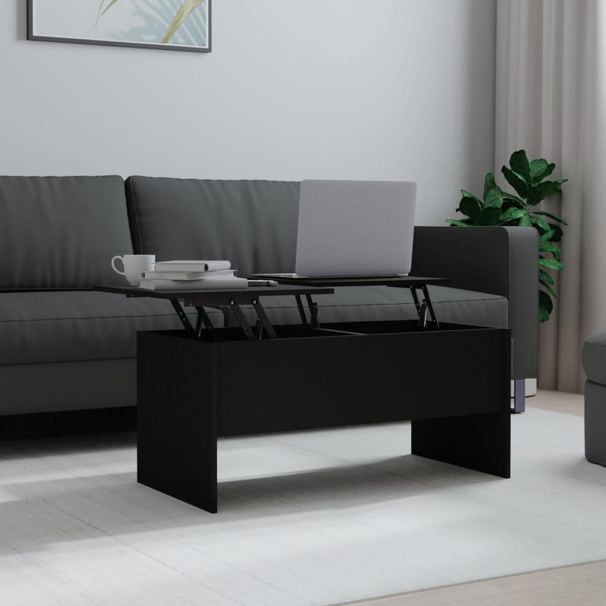 COUCHTISCH Schwarz 102x50,5x46,5 cm Holzwerkstoff - Schwarz, Holzwerkstoff (102/50.5/46.5cm) - furnicato