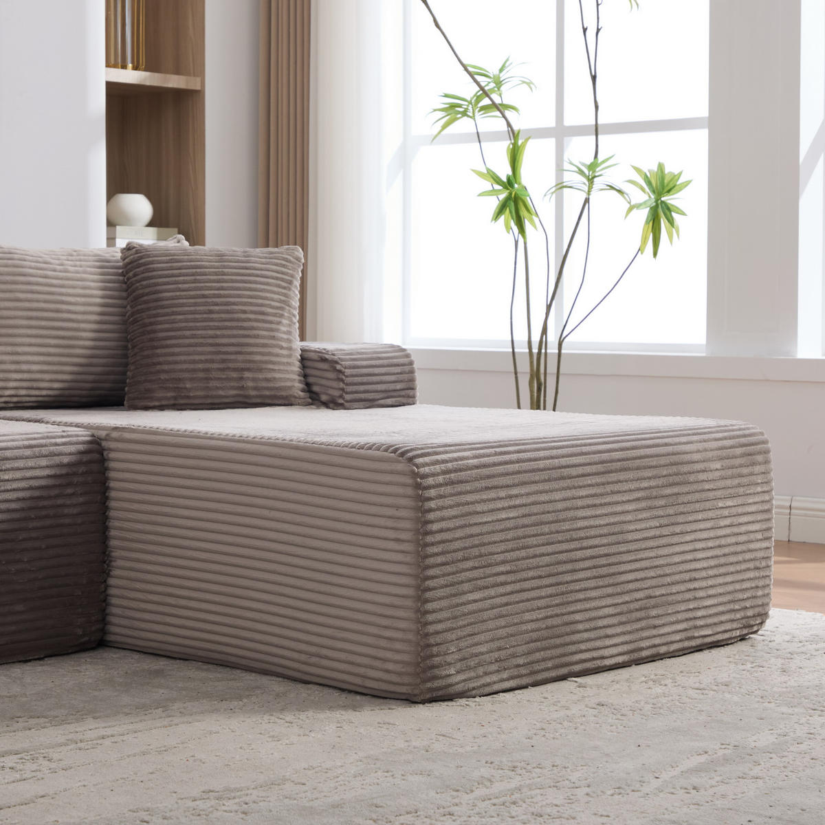 ECKSOFA 272/174/74.5 cm Grau mit rutschfestem Boden - Grau, Textil (174/74.5/272cm) - Oxeza